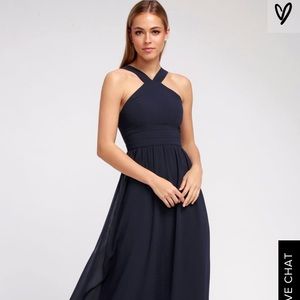 Lulus Air of Romance Navy Blue Maxi Dress